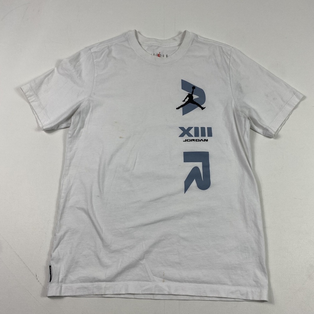 Jordan Shirt Mens Medium White XIII Jumpman Logo Basketball Graphic Tee